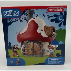 Schleich Multicoloured Smurf House Playset With Papa Smurf Gaugamela Azrael